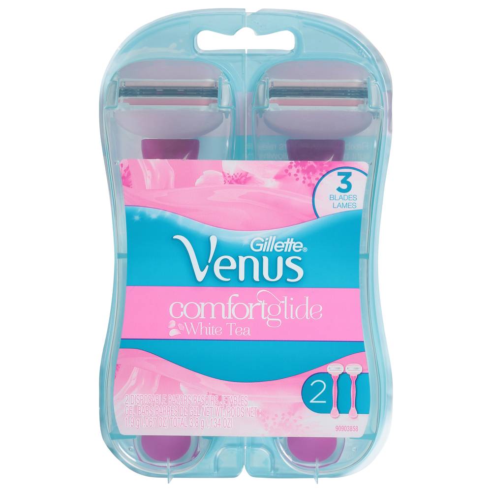 Gillette Venus Comfortglide White Tea Disposable Razors, Female (0.13 oz, 2 ct)