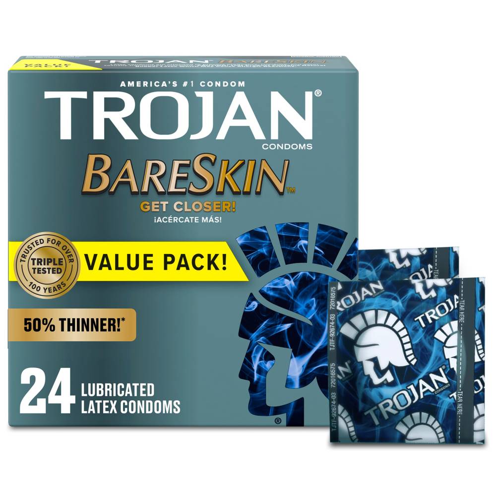 Trojan Bareskin Lubricated Latex Condoms (24 ct)