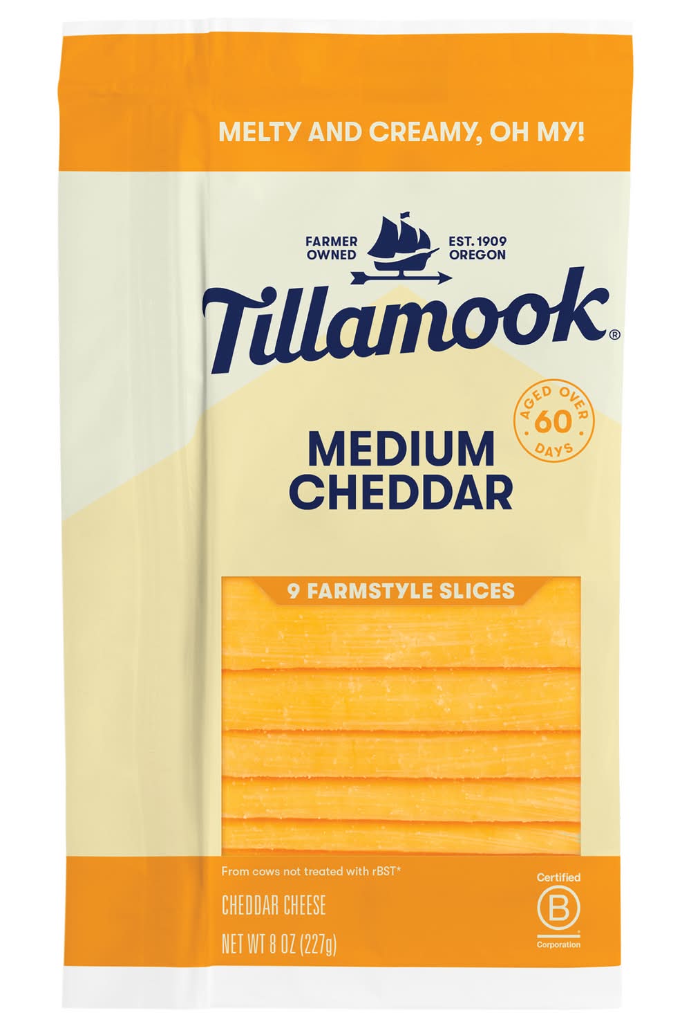 Tillamook Farmstyle Medium Cheddar Cheese Slices (8 oz, 9 ct)