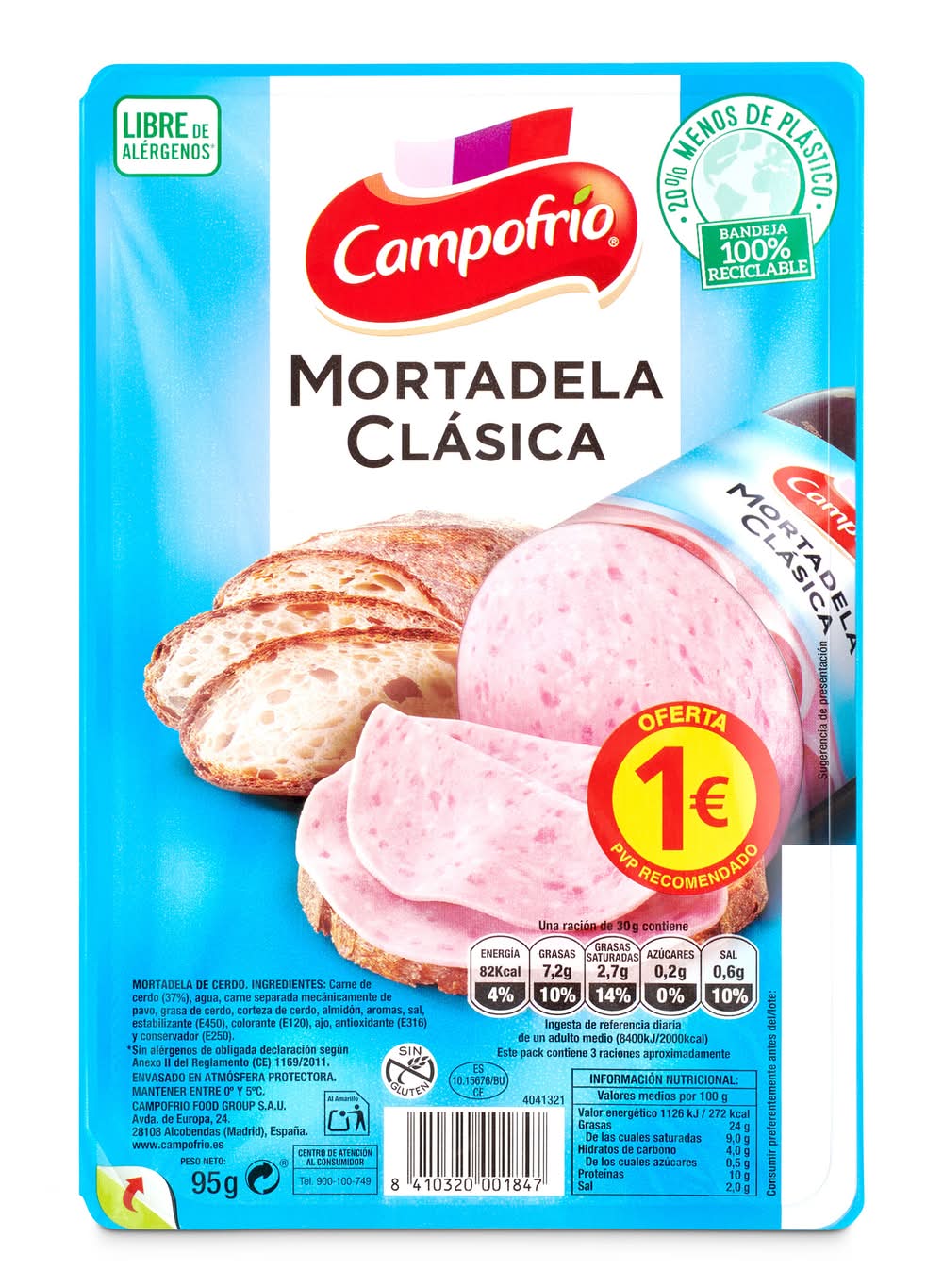 Mortadela Clásica Campofrío Sobre 95 G