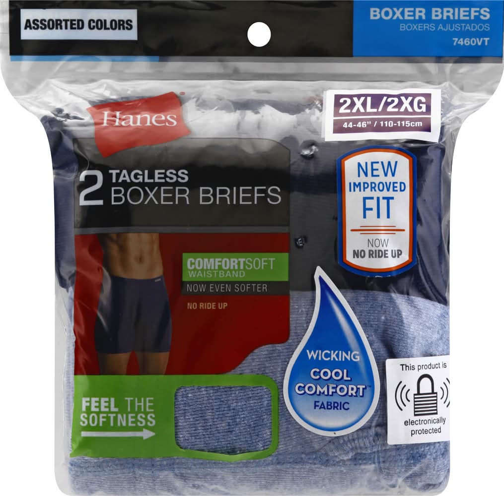 Hanes Tagless Extra Large Boxer Briefs, Assorted Color (2 ct)