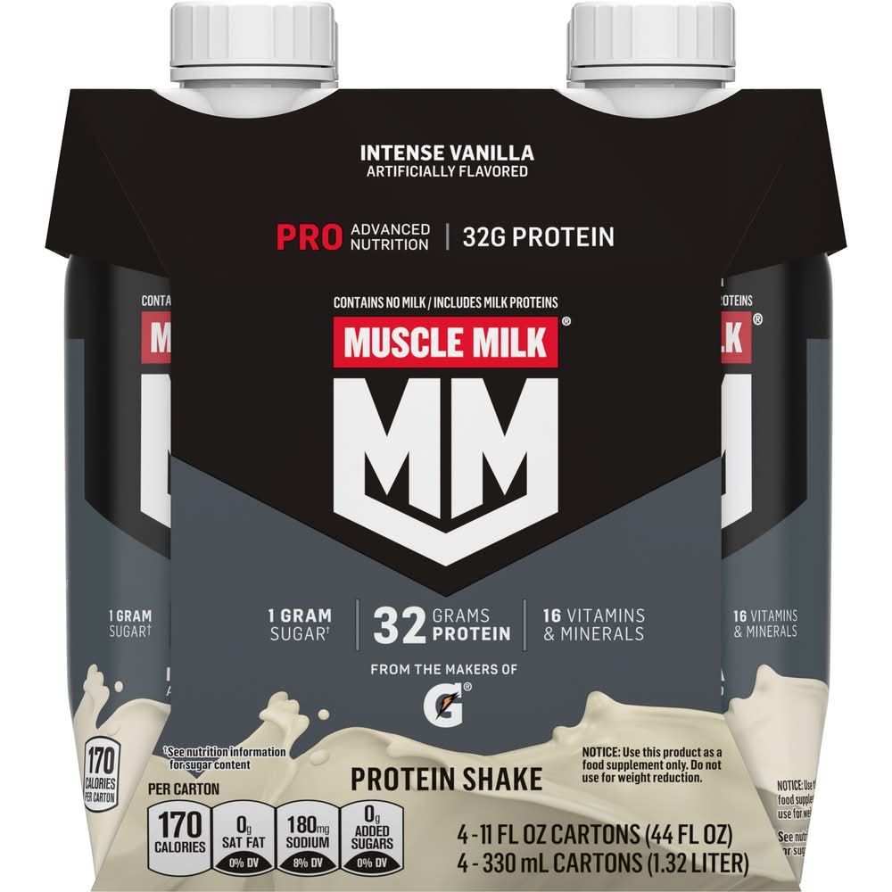 Muscle Milk Pro Non Dairy Protein Shake, Intense Vanilla (4 x 11 fl oz)