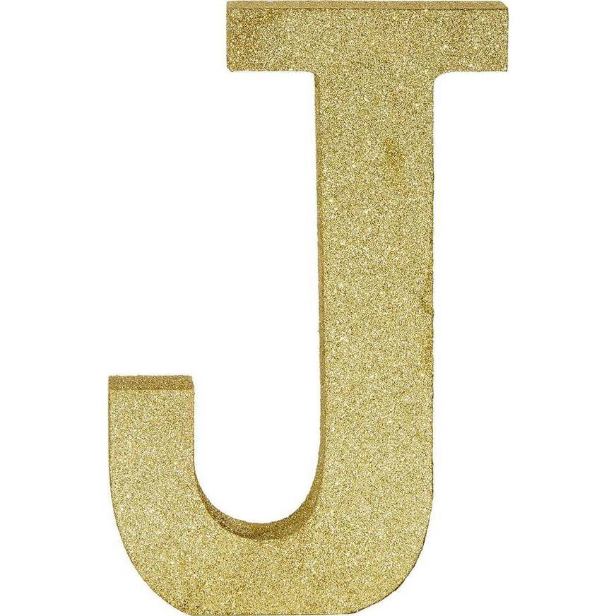 Glitter Gold Letter J Sign