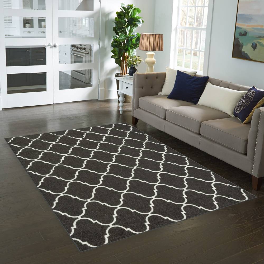 Style Selections 4 X 6 (ft) Gray Indoor Trellis Area Rug | B5297B02