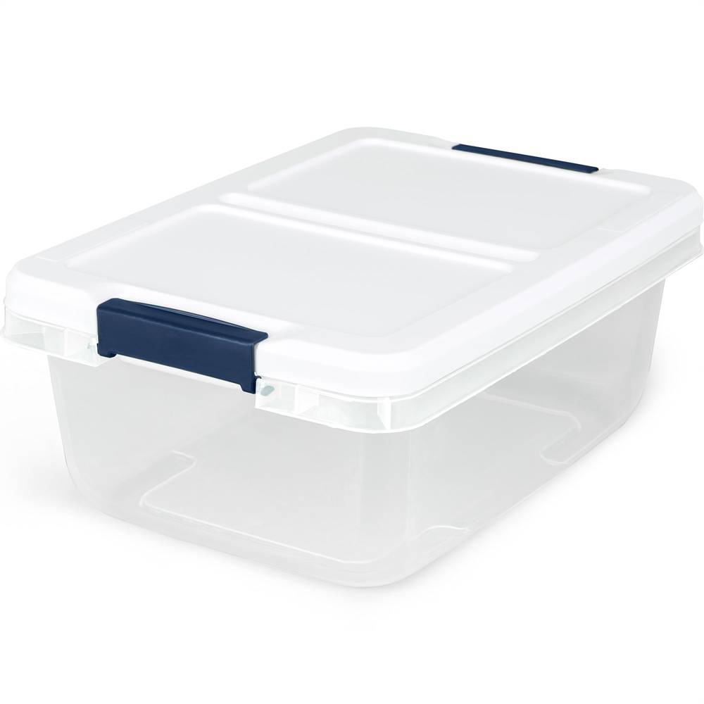 Project Source Small 3.75-Gallons (15-Quart) Clear Base with White Lid Tote with Latching Lid | 7251LWS-010-000-759