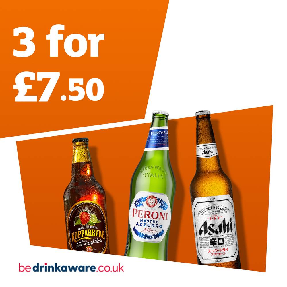 3 for £7.50 on Beer & Cider