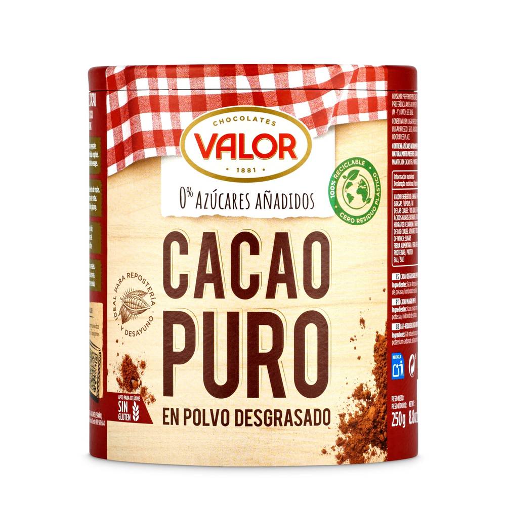 Cacao Puro En Polvo Valor Bote 250 G