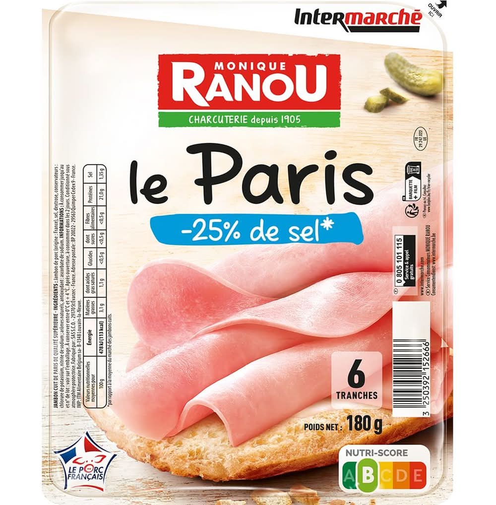 Monique Ranou Jambon de paris 25% de sel en moins Delivery Near Me | Order  Online | Uber Eats