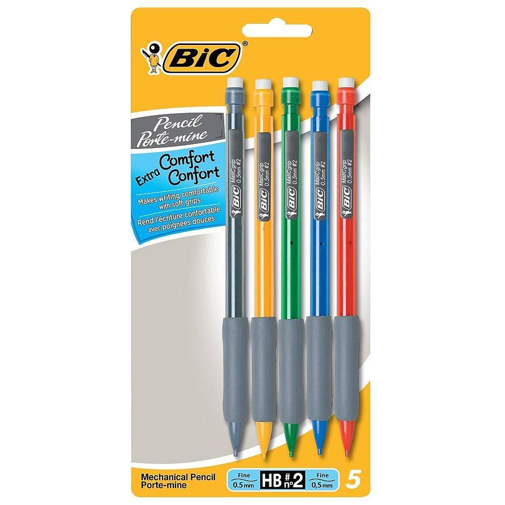 Bic porte-mines hb xtra comfort, 0,5 mm, paquet de 5 (5 unités) - xtra comfort 0.5mm mechanical pencil, 5/pack (5/pack)