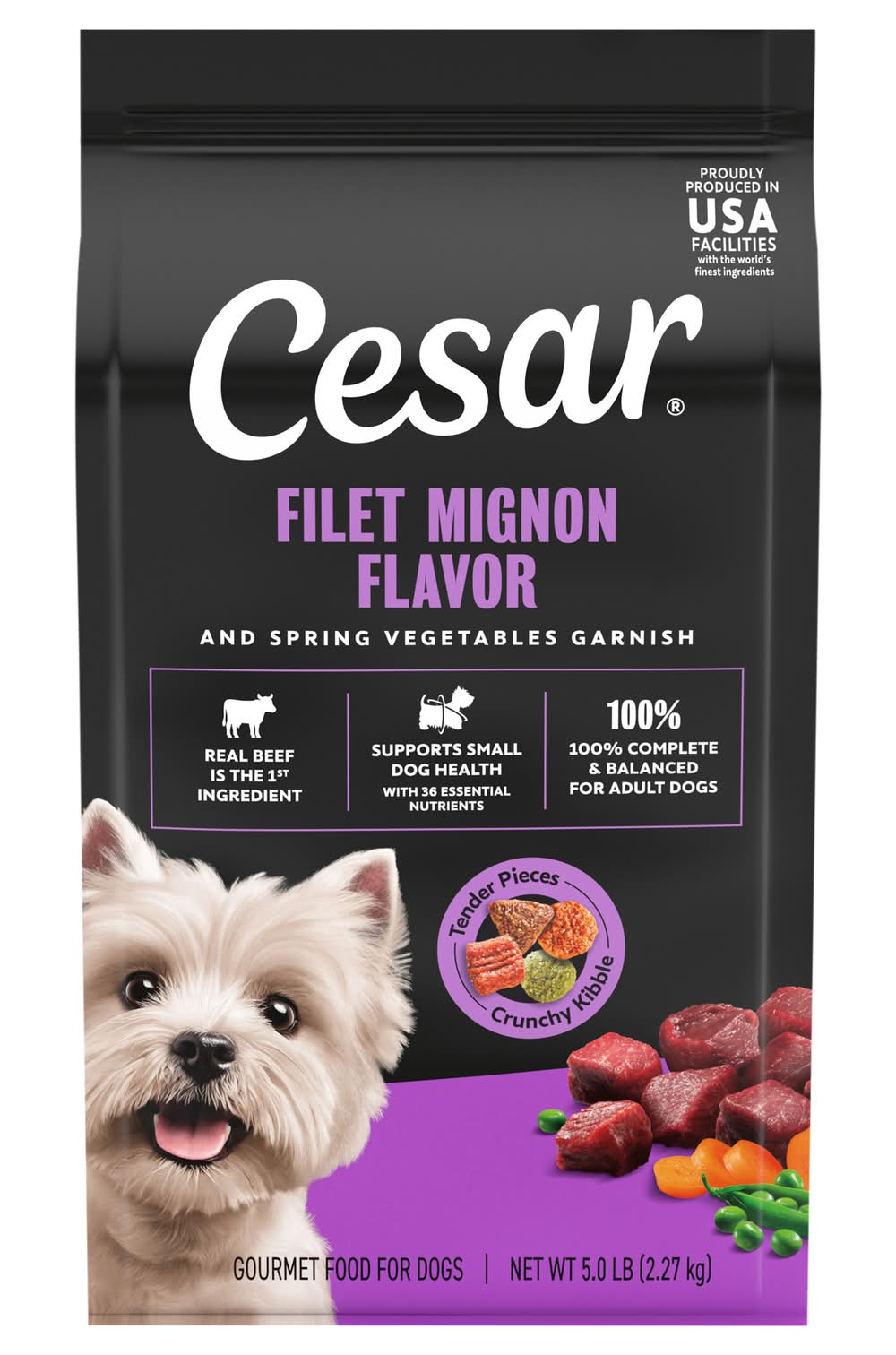 Cesar Spring Vegetables Garnish Gourmet Food For Dogs, Filet Mignon, Adult-Small Breed (5 lbs)