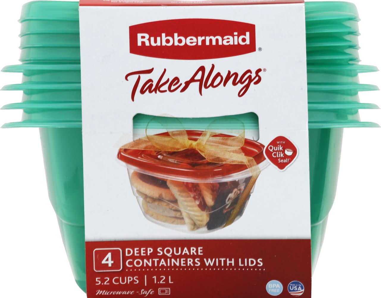 Rubbermaid Take Alongs Deep Squares Containers With Lids 1.2 L (4 ct)