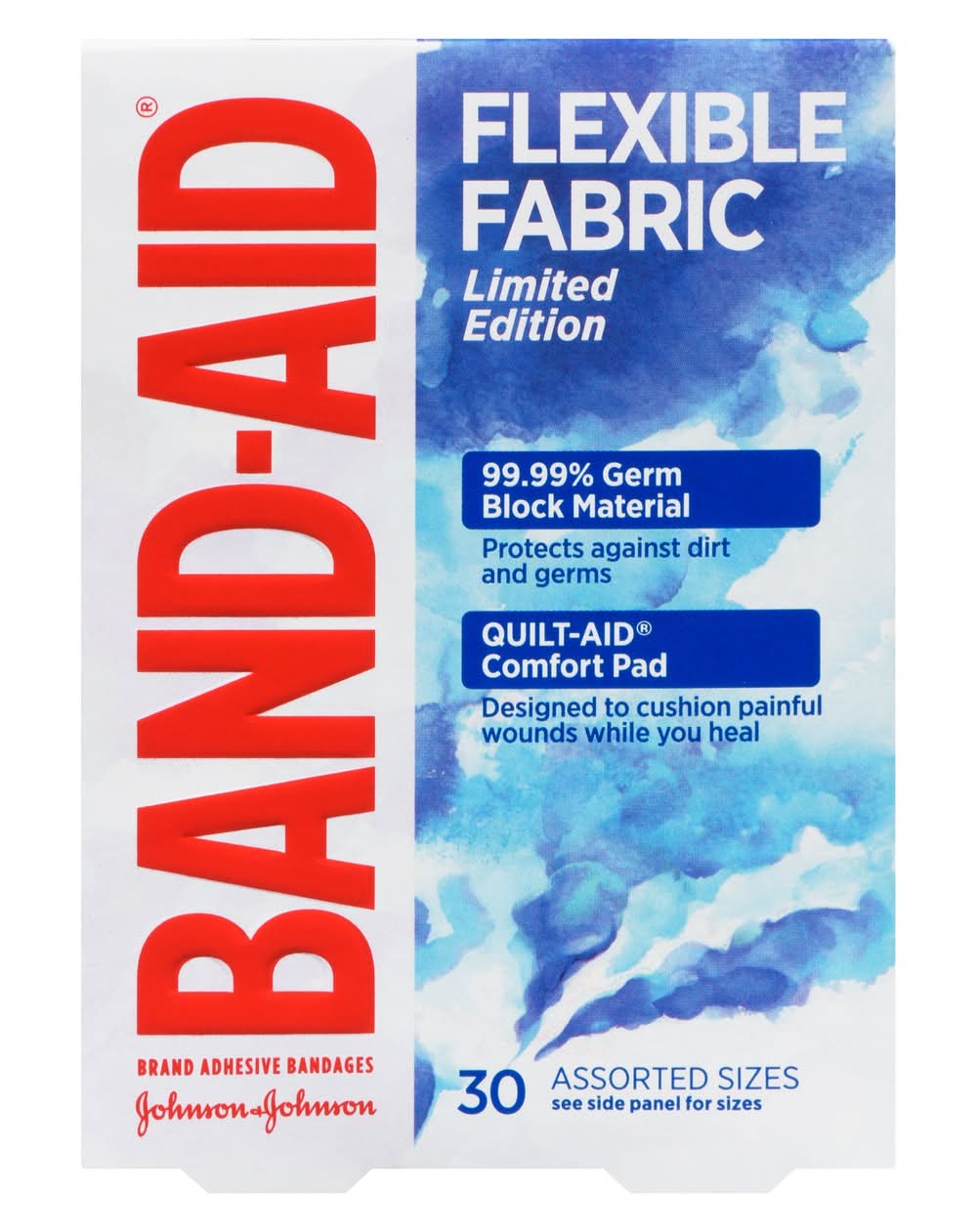 Band-aid pansements adhésifs en tissu flexible édition limitée - flexible fabric adhesive bandages limited edition, assorti (30 unités)
