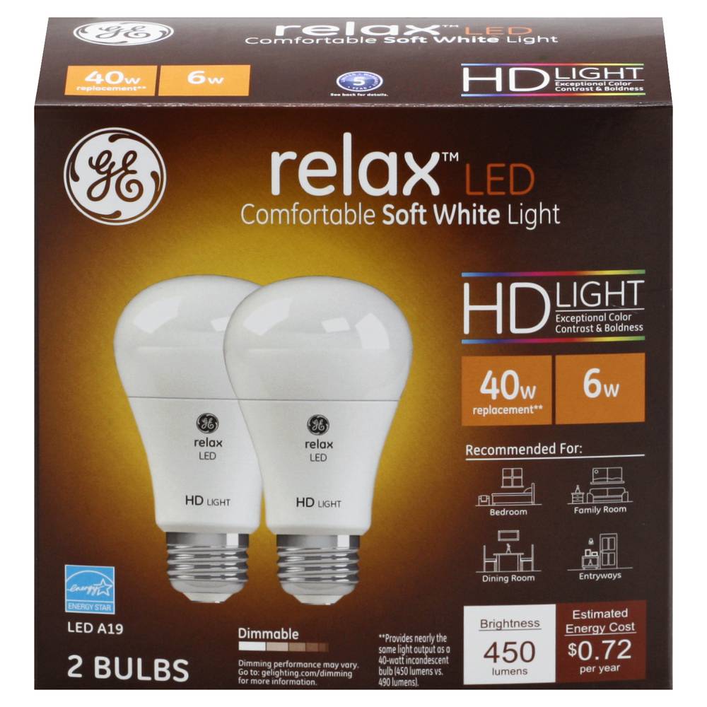 General Electric Relax Led 6w Soft White Bulbs