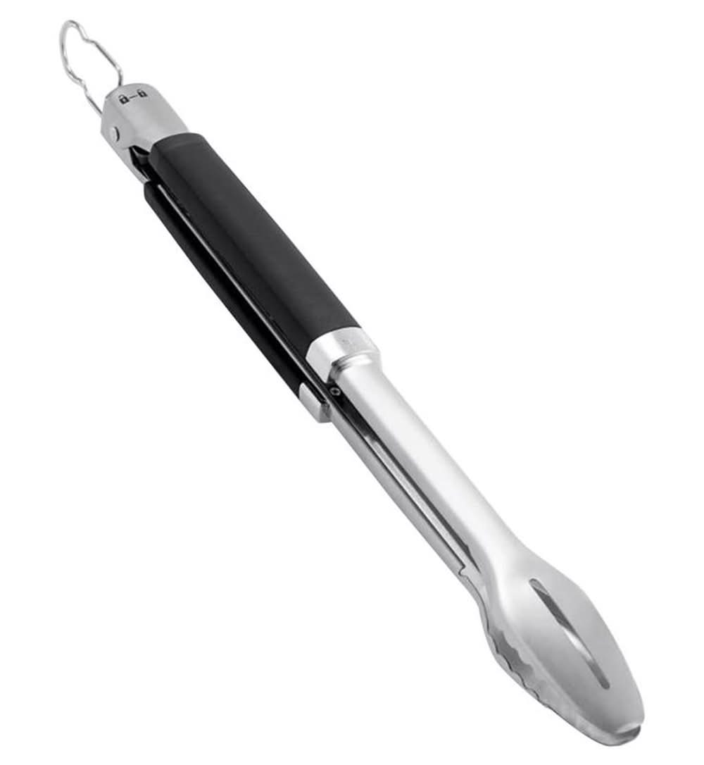 Weber Precision Stainless Steel Black/Silver Grill Tongs 1 Pc
