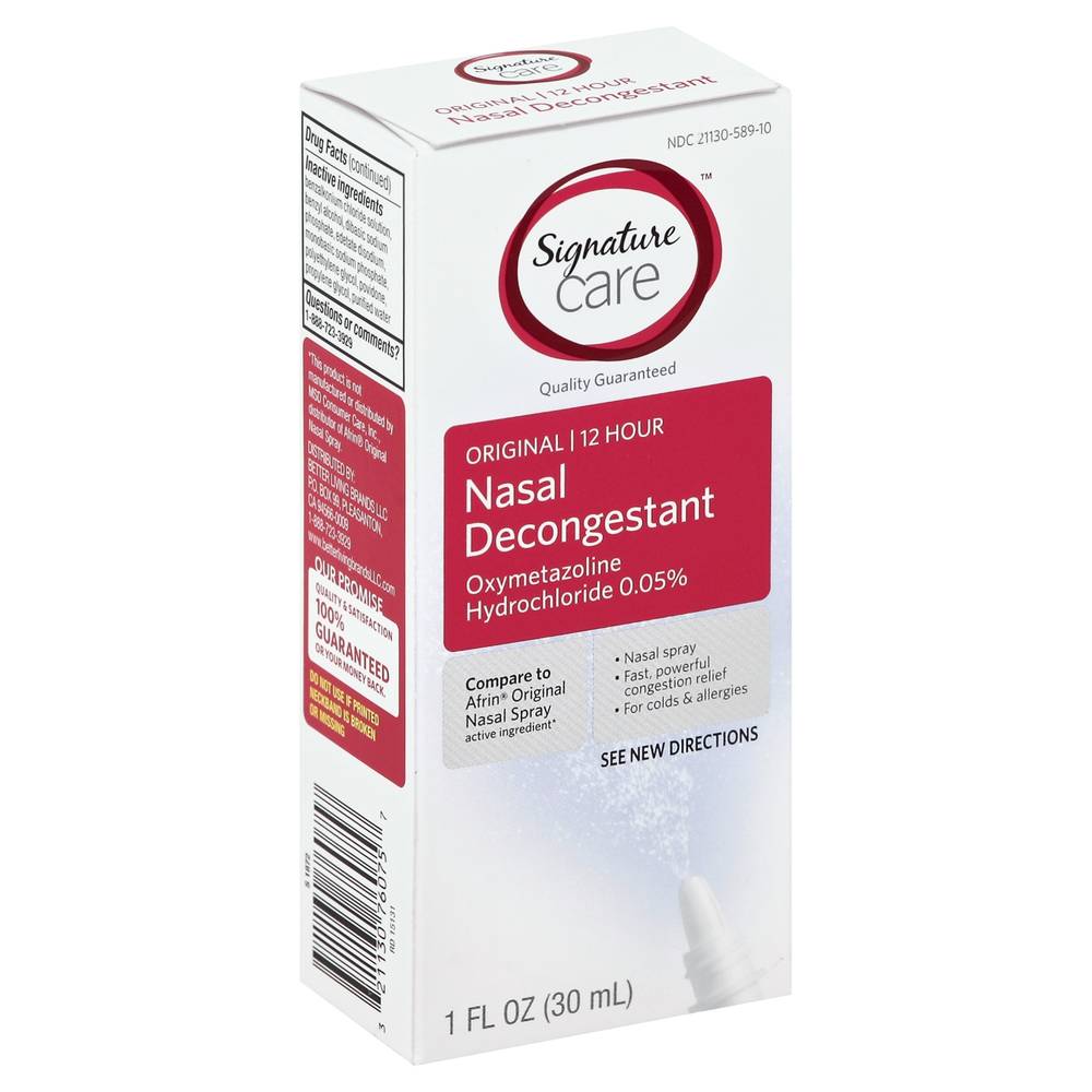 Signature Care Original 12 Hour Nasal Decongestant Spray