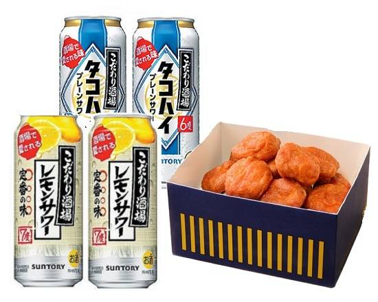 【��セット】こだわり酒場のレモンサワー(500ml)&タコハイ(500ml)×各2本+選べるからあげクンBOX(1箱)