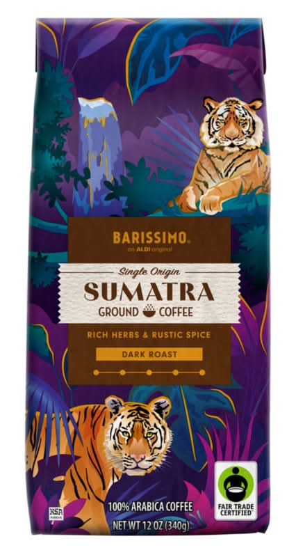 Barissimo Fair Trade Single Origin Sumatra Dark Roast Ground Coffee (12 oz)