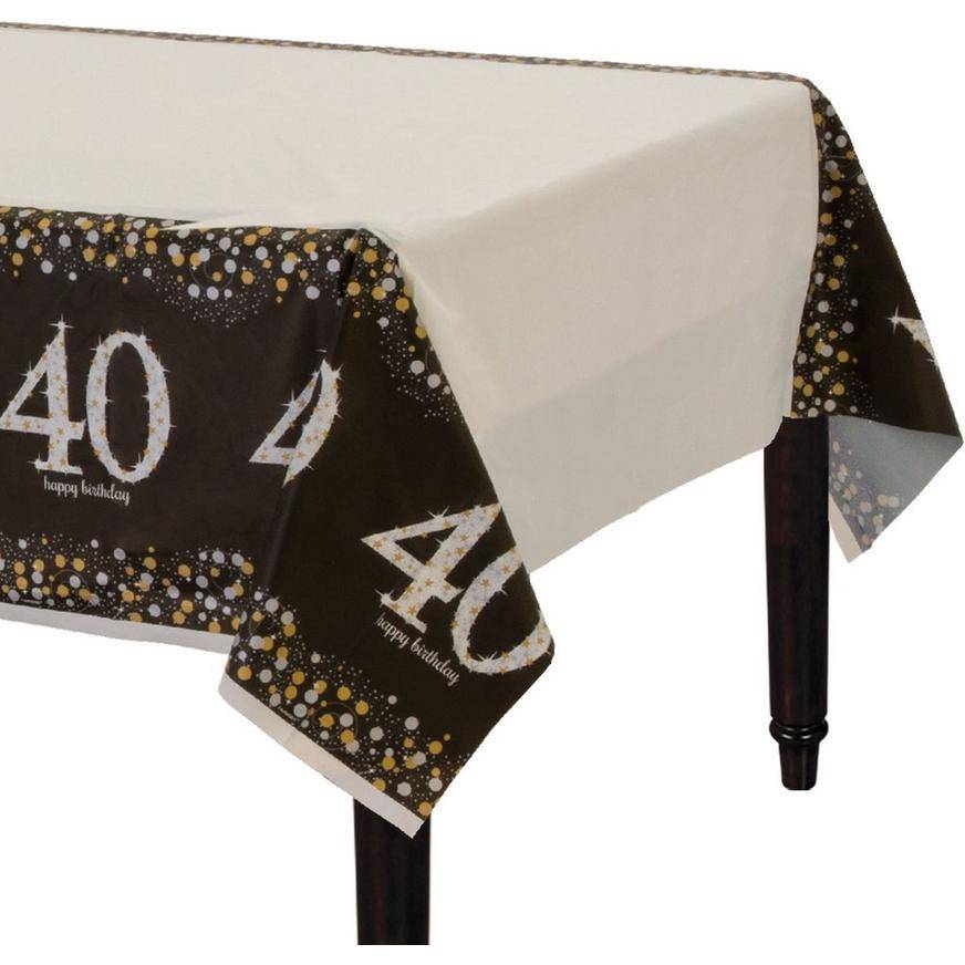 Party City 40th Birthday Table Cover - Sparkling Celebration (unisex/54x102/multi)