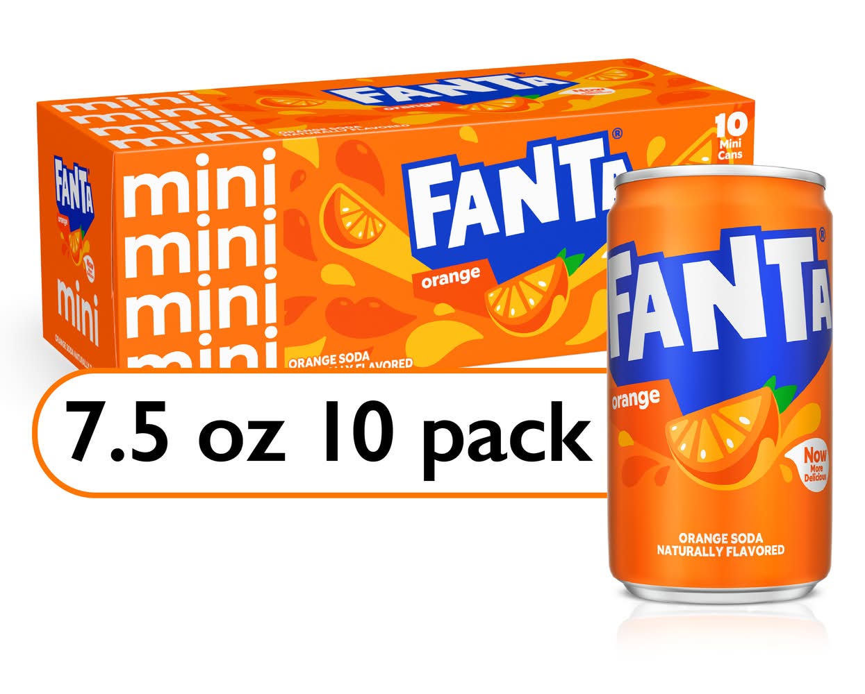 Fanta Mini Fruit Flavored Soda, Orange (10 x 7.5 fl oz)