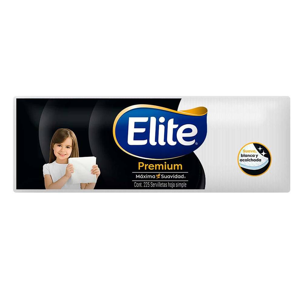 Elite · Servilletas premium de hoja simple, 25x25 cm (225 un)