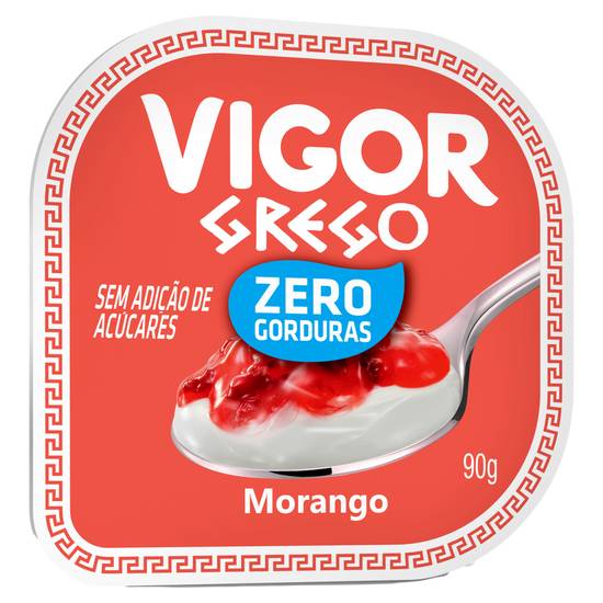Vigor iogurte sabor morango grego zero gorduras sem adição de açúcares (90 g)