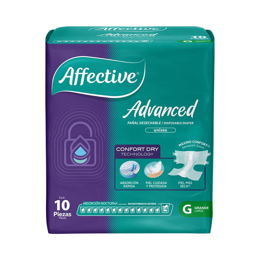 Affective · Pañales advanced para adulto, unisex, G (10 un)