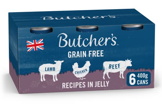 Butcher's Lamb-Chicken-Beef, Grain Free Recipes in Jelly Canned Wet Dog Food (6 x 400g)