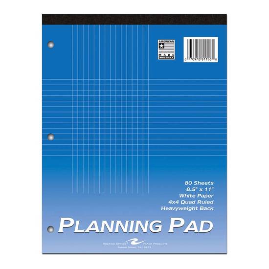 Roaring Spring Planning Pad, 8.5 x 11 in, Graph Ruled - 80 ct