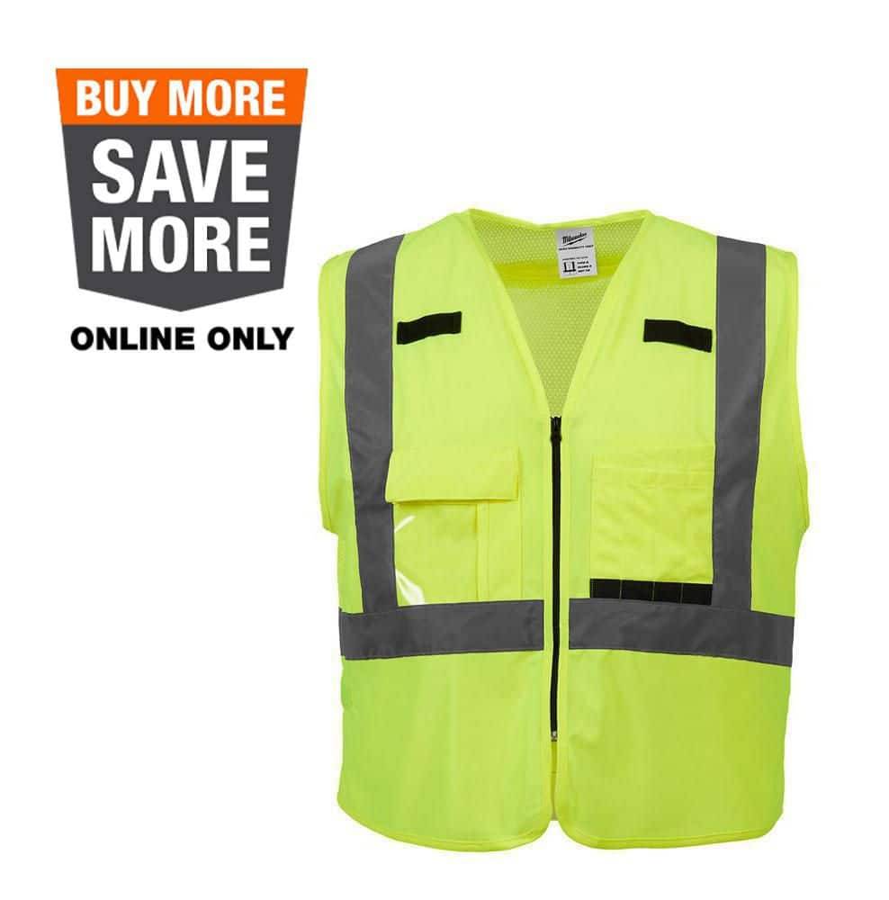 Milwaukee Class 2 High Visibility Safety Vest With 10 Pockets, M, Yellow