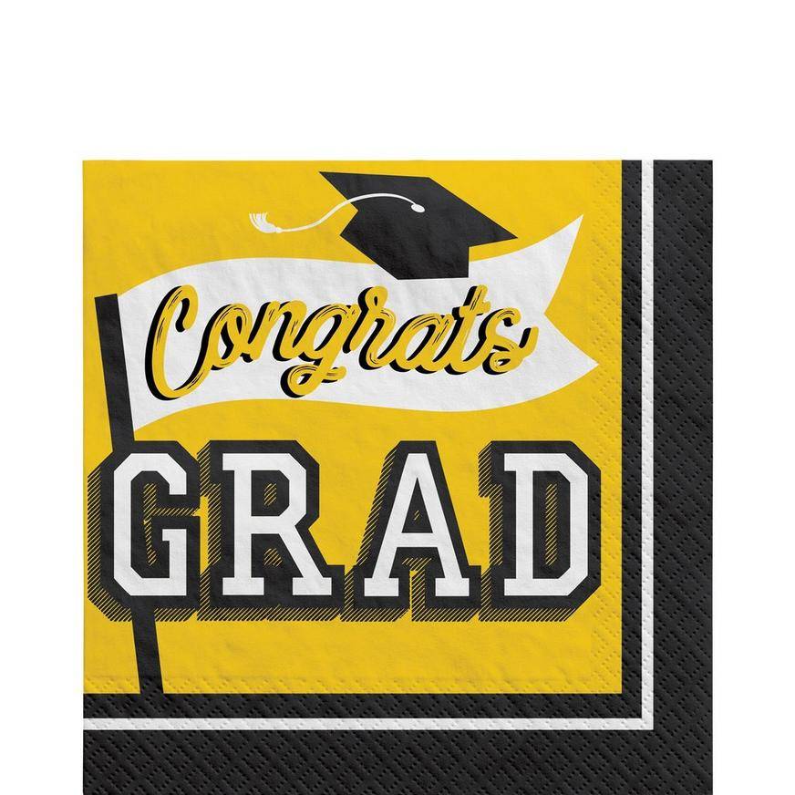 Yellow Congrats Grad Paper Lunch Napkins, 6.5in, 40ct - True to Your School