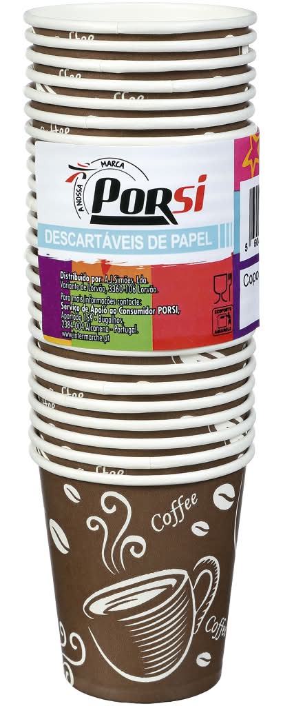 PorSi - Copos de papel para café 100 ml, 25 unidades