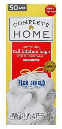 Complete Home Drawstring Flex Shield Tall Kitchen Bags White