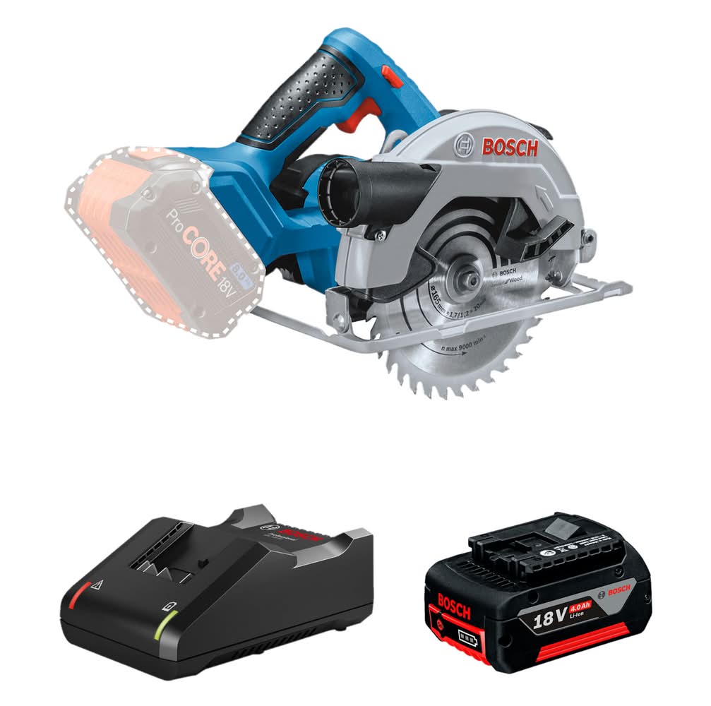 Combo sierra circular inalámbrica 6 1/2" 18V GKS 18V-57 + batería 4.0 Ah + cargador