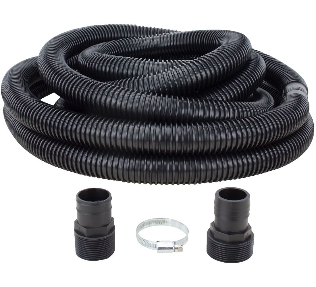 H2OPRO Sump Pump Discharge Kit 24' 1-1/4" Hose- 1-1/2" and 1-1/4" Adapters