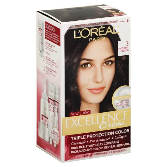 L'oréal Excellence Creme Natural Black 3 Permanent Haircolor