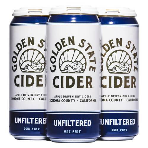 Golden State Cider Apple Driven Dry Ciders, Unfiltered (4 x 16 fl oz)
