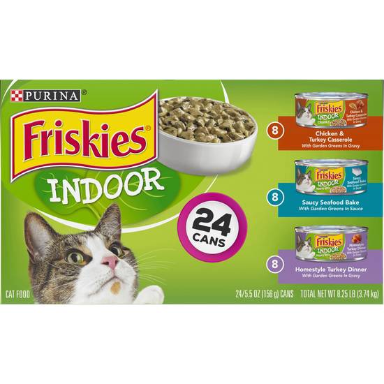 Friskies Indoor Wet Cat Food Variety pack (24 pack, 5.5 oz)
