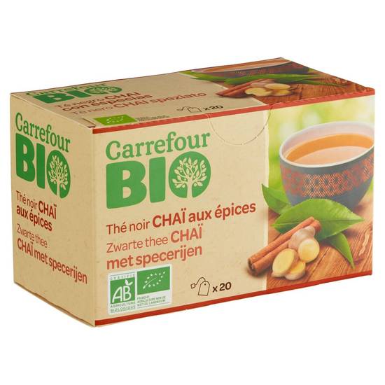 Carrefour Bio Zwarte Thee Chaï met Specerijen 20 x 1.6 g