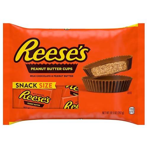 Order Reese's Snack Size Cups Candy, Individually Wrapped, Gluten Free, Small Bag Milk Chocolate Peanut Butter - 10.5 oz food online from Walgreens store, THOMASVILLE on bringmethat.com