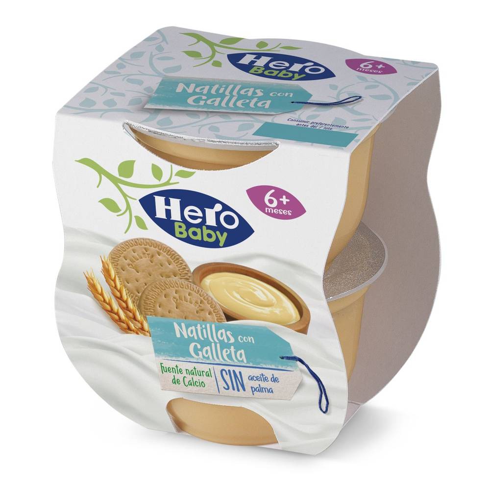 Tarrito Merienda Natillas Con Galleta HERO 2x130gr