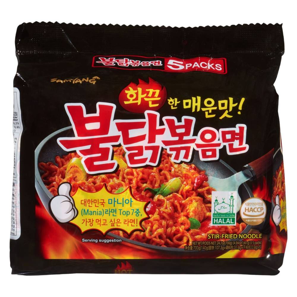 Samyang Artificial Spicy Chicken Flavor Stir-Fried Noodle (5 x 140 g)