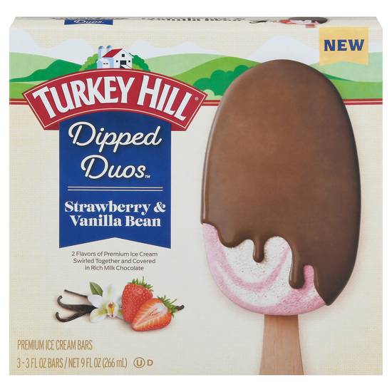 Turkey Hill Dipped Duos Strawberry & Vanilla Bean Ice Cream (3 ct)