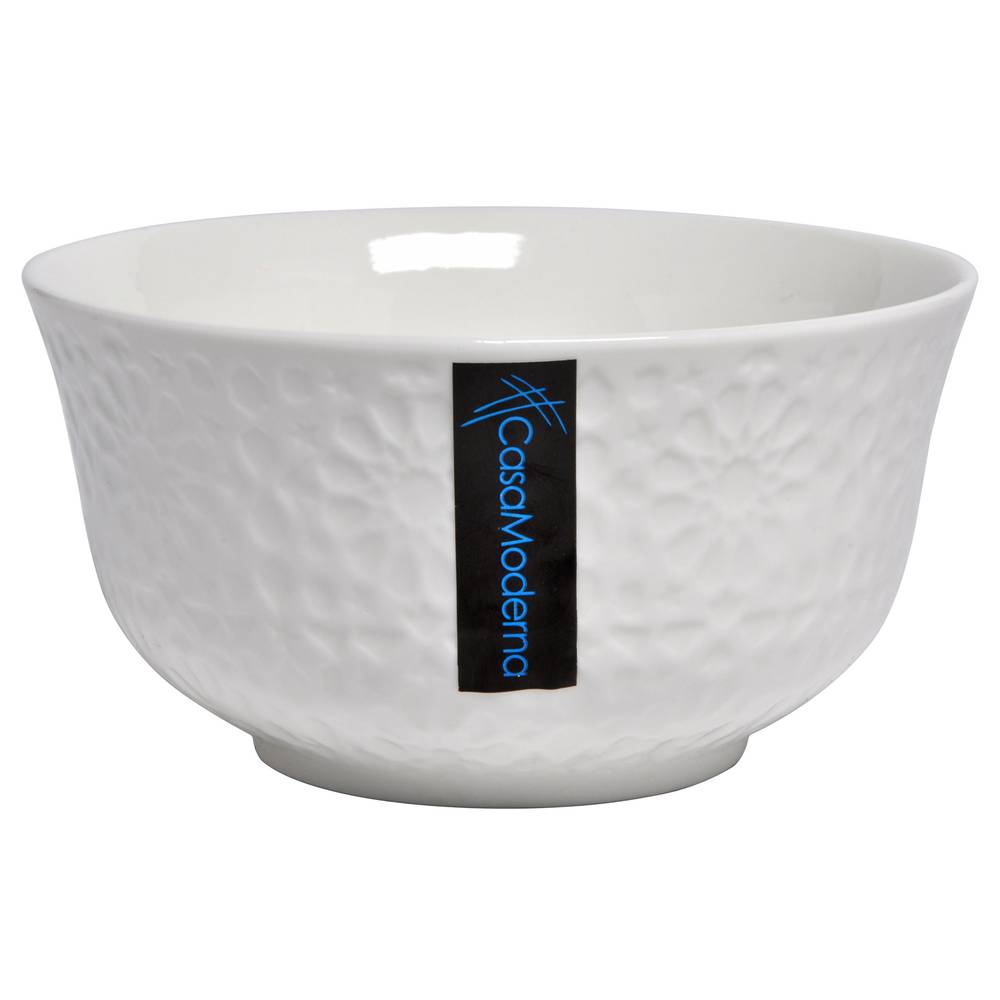 Casa Moderna Floral Embossed White Bowl