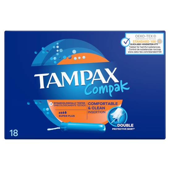 Tampax Compak Super Plus Tampons With Applicator X 18