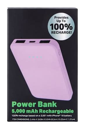Rechargeable Power Bank 5000mAh Pink