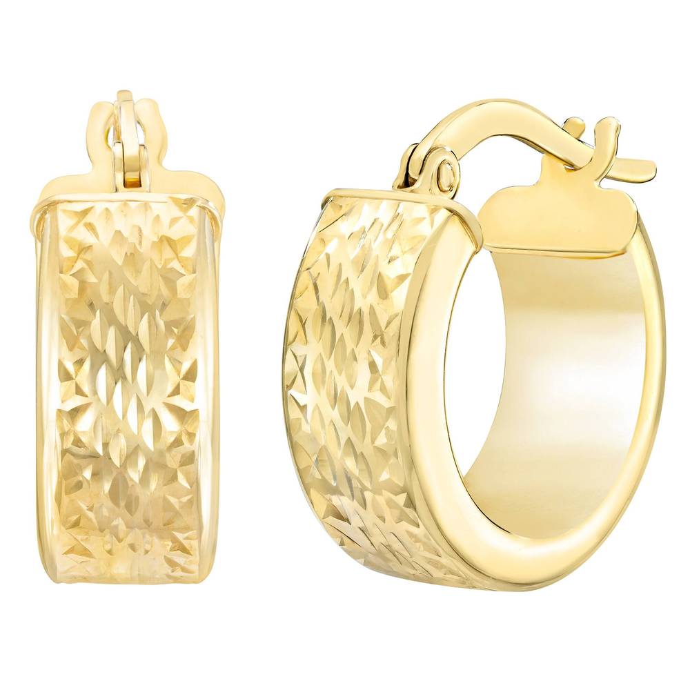 14kt Yellow Gold Diamond Cut Hoop Earring