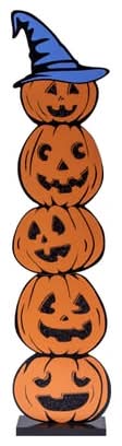 Halloween Wood Totem Décor Pumpkins