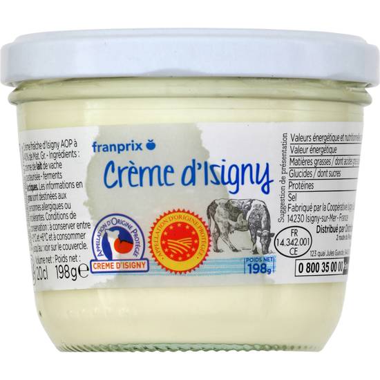 Crème d'isigny Franprix 198g
