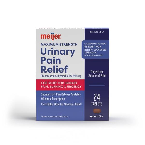 Meijer Maximum Strength Urinary Pain Relief Phenazopyridine Hydrochloride 99.5 mg Tablets (24 ct)