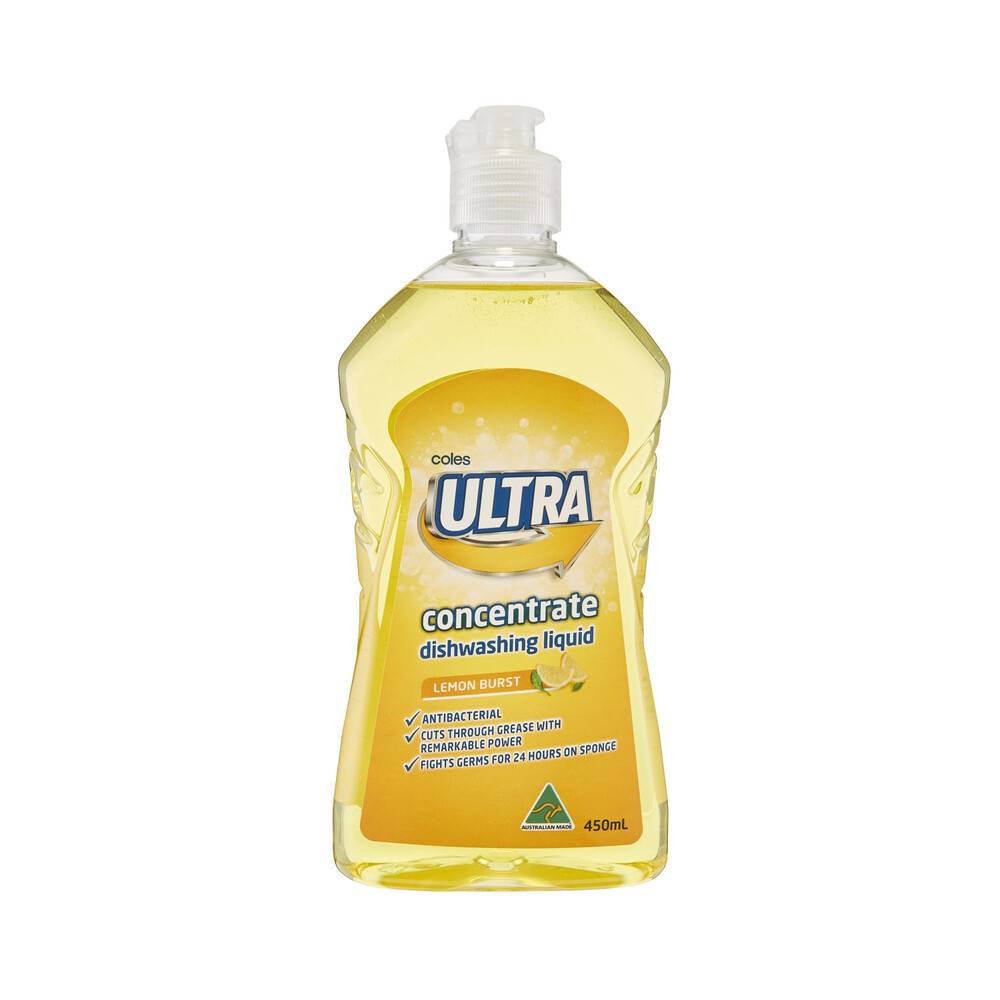 Coles Ultra Concentrate Dishwashing Liquid Lemon 450ml